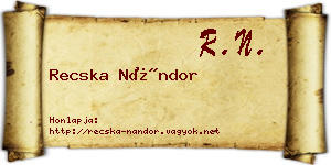 Recska Nándor névjegykártya